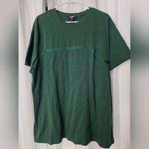 ​Express Men's Forest Green Pima Cotton T-Shirt - XL Embroidered Stripe Tee